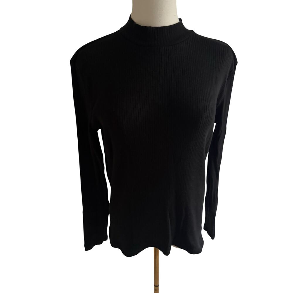 UNIQLO Black Ribbed Cotton Turtleneck Size Medium